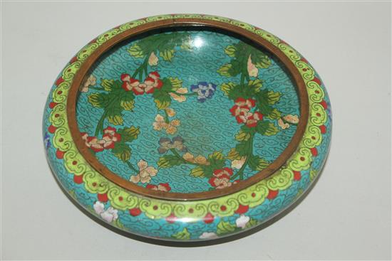 A Chinese cloisonne enamel compressed circular bowl, early 20th century, 21.5cm